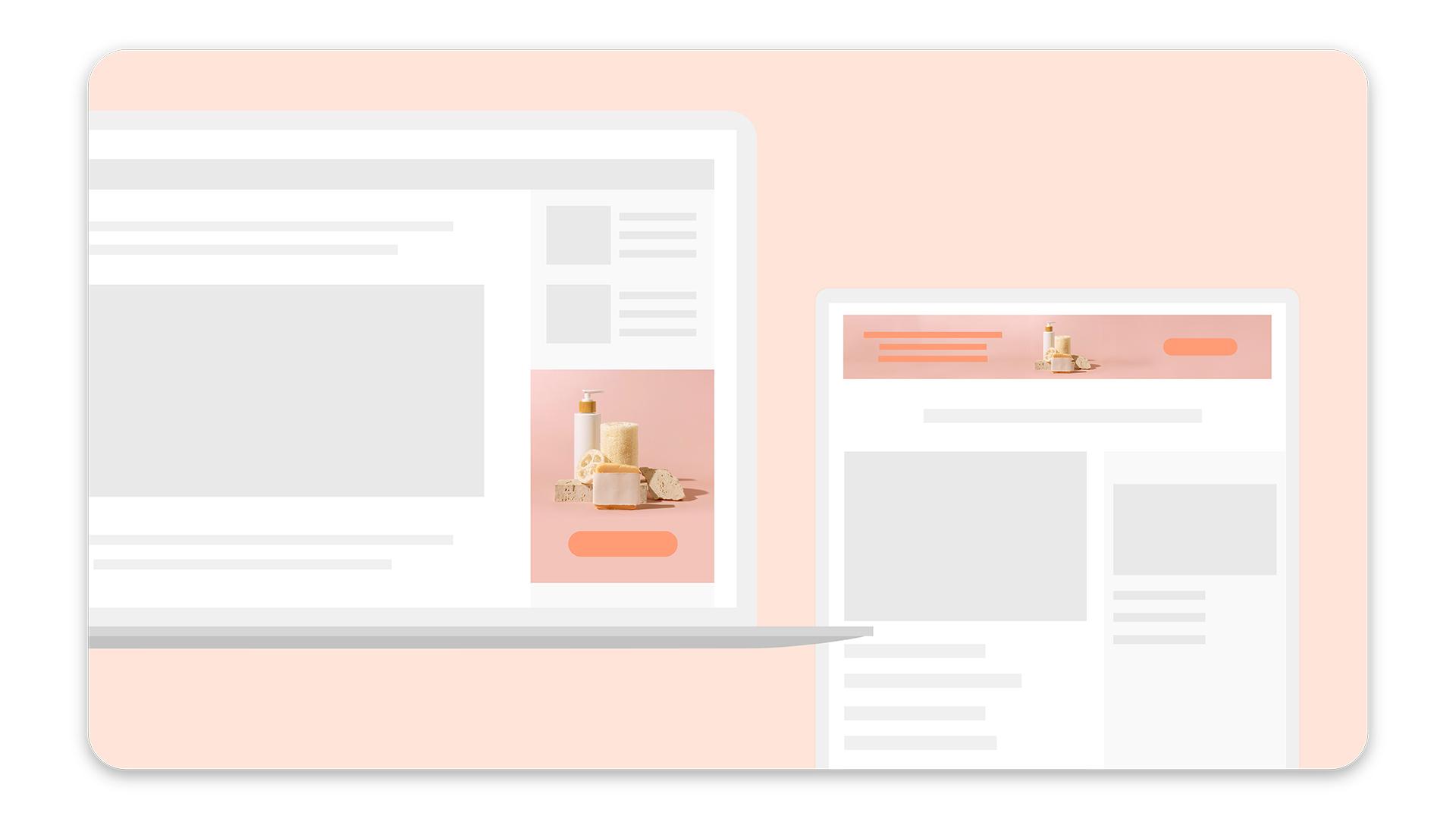 Image of display advertisements on laptop and tablet devices.