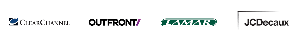 Graphic shows Clear Channel, Outfront, Lamar, and JCDecaux logos